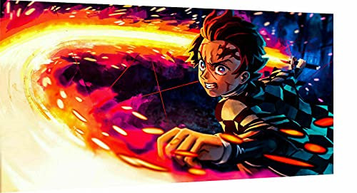 Magic Canvas Art - Bilder Demon Slayer Anime Leinwandbild 1- teilig Hochwertiger Kunstdruck modern Wandbilder Wanddekoration Design Wand Bild – A3560, Größe: 60 x 30 cm