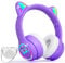 iFecco Kids Wireless Headphones with Microphone,Children Girls Bluetooth Headphones with Case,LED Lights Cat Ear Headphones for iPad/Children's Tablet/Smartphone/School