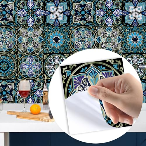 ANHUIB 18 Stück Küche Fliesenaufkleber,Mosaik Fliesensticker,Aufkleber Wandfliese,Aufkleber Fliesen,Fliesenaufkleber für Bad,Wasserdicht Selbstklebend Fliesensticker für Badezimmer Küche Deko,15×15cm
