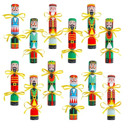 DPKOW Weihnachten Crackers Boxen Weihnachten Nussknacker Geschenkboxen, 12pcs DIY Nussknacker Soldat Leckereien Boxen Weihnachten Party Papier Boxen für Weihnachten Geburtstag Party-Zubehör