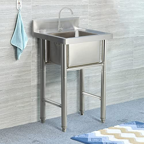 Spüle für Außenküche, 304 Edelstahl, freistehend, Einzelbecken, Spüle für Wäsche, Hinterhof, Garage, Vorbereitung und Allzweckspüle