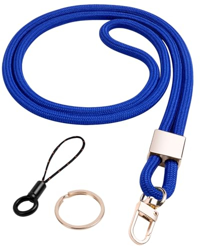 Vicloon Badge Lanyards - Neck Lanyards with Metal Key Rings and Phone Ring Strap (Blue)