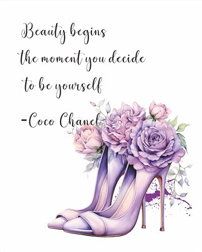 heshengzaixian Wandkunstdrucke Beauty Begins The Moment You Decide To Be Yourself, Coco Chanel, modernes Mode-Dekor-Poster für Mädchenzimmer, Spa, Schönheitssalon, Set 1 (ungerahmt), 20,3 x 25,4 cm