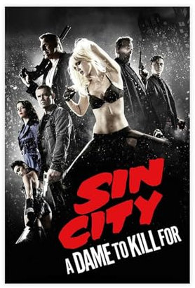 DEZARO Sin City – Filmposter auf Leinwand, Poster, Wandkunst, Dekor, Bild, Gemälde für Wohnzimmer, Schlafzimmer, Dekoration, ungerahmt, 30 x 45 cm