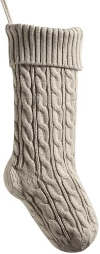 meioro 46cm Große Weihnachtsstrumpf, Kabel Gestrickt Nikolausstrumpf für Kinder, Klassische Weihnachtsstrümpfe Kamin Hängende Strümpfe für Familie Urlaub Party Dekorationen (Khaki)