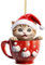 Niedliche Weihnachtsmütze Katze Anhänger Weihnachtsbaum Deko Lustige Weihnachtskugeln Cute Auto Anhänger 2D Acryl Flacher Ornament Weihnachtsbaum Anhänger Geschenk