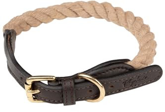 Rope Dog Collar Adjustable Twister Dogs Collars Pet Puppy Training Strong Roped Cotton (M/L, Beige)