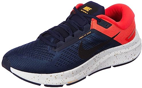 Nike Air Zoom Structure 24, Sneaker Hombre, Obsidian Bright Crimson, 43 EU