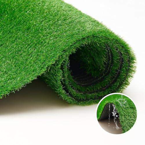 TAPISO Natural Green Artificial Grass Synthetic Lawn Carpet Turf 20mm Fake Faux Grass for Gardens Balconies Terraces Patio Winter Gardens Pet Dogs Training - Height: 20 mm 100 x 100 cm (3ft3 x 3ft3)