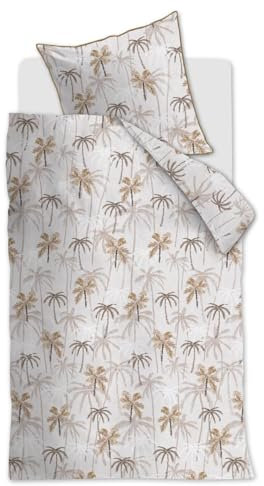Riviera Maison Renforcé-Bettwäsche-Garnitur Palm Parade Farbe Sand Größe 155x220+80x80