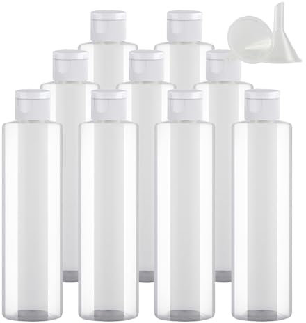 PQPAUTY 24 pièces 250ml Transparent Vide Plastique Bouteille avec Blanc Bouchon à Bascule de Lotion pour lotions crèmes gels shampooing