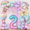 Einhorn Geburtstagsdeko Mädchen, 2 Jahre Schmetterling Geburtstag Deko, Einhorn Deko Kindergeburtstag, 1-10 Jahre Happy Birthday Deko, Einhorn Luftballons für 2. Geburtstag Mädchen Deko