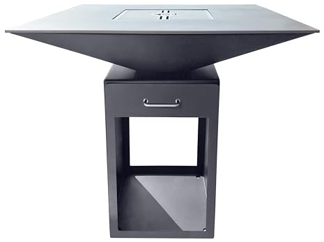 DreamGarden Grill Square Feuerplatte mit Grillrost Feuerschale Feuerkorb Grillplatte Feuerstelle Grillring schwarz Feuerplattengrill BBQ