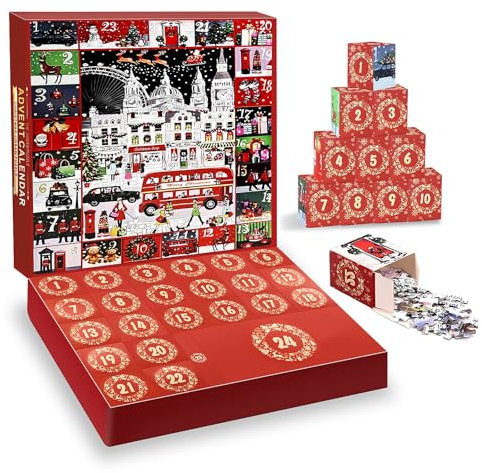 Advent Calendar 2025, Advent Calendar Jigsaw Puzzle 1008 Pcs, 24 Days Countdown Advent Calendar Puzzles, Funny Christmas Game Gift, Christmas Advent Puzzle Party Favors for Adults
