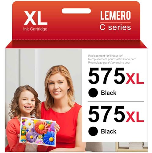 Lemero PG 575XL Schwarz Patronen Kompatibel für Canon Druckerpatronen 575 XL Multipack Black PG 575 XL für Canon TR4750i TR4751i TS3550i TS3551i(2 Schwarz,2-Pack)