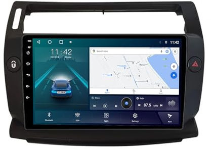 4G-WiFi 2 DIN Android 13 Radio de Coche para Citroen C4 2004-2014 Radio de Coche de Pantalla táctil de 9 con Carplay Android Auto DSP RDS DSB+ FM Am Radio+Camera & Mic(Black,NF-1)