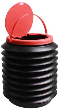 ULTECHNOVO Contenitore Per Rifiuti Pieghevole Con Coperchio Organizzatore Retrattile Per Auto e Esterni Barile Plastica Portatile e Resistente Per Pesca e Campeggio Nero