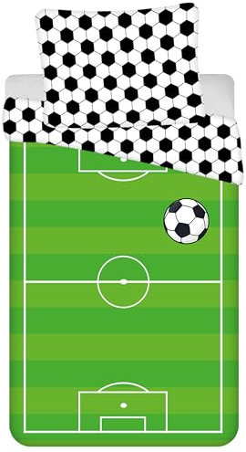 sarcia.eu Fußball, Feld Zip-Bettwäsche Set, Kinder, Baumwollbettwäsche 140x200 cm, Oeko-Tex