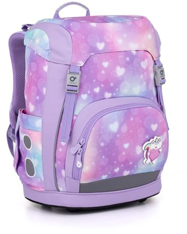 TOPGAL KIRA – Schulranzen für Mädchen ab 1. Klasse, mit Fidlock-Verschluss, Schultasche mit reflektierende Elemente, 23 L Schulrucksack mit Brustgurt & Rückenpolsterung (Herzen)