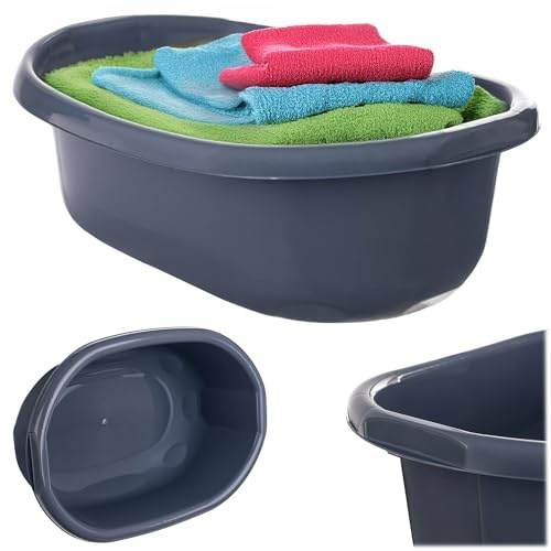KADAX Waschschüssel 12L, große Spülschüssel aus Kunststoff, vielseitige Plastikschüssel, Kunststoffschüssel, Schüssel für Badezimmer, Spülwanne (Dunkelgrau)