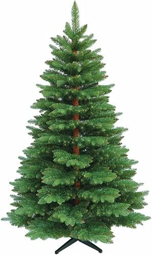 Asinse Árbol de Navidad artificial completo sin iluminación, de 1,8 m, con puntas de polietileno y PVC 1150/1500, con bisagras de metal y base de madera plegable, color verde (180 cm)