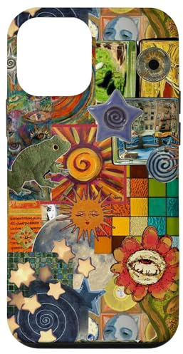 Retro Whimsical Artistic Collage Funky Abstract Stars Case for iPhone 12 mini