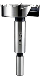 Broca Forstner 50mm para Madera Broca Para Madera de Dientes Múltiples Accesorios para Taladros Acero de Alta Velocidad con Eje Redondo Práctico Plata | Brocas con vástago redondo, acero al carbono, longitud de 90 mm, broca para madera dura, tablero de fibra