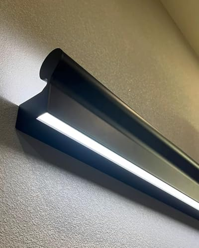 Pasamanos Escalera Barandilla de Escalera con LED con Sensor de Movimiento, Pasamanos Antideslizante para Interiores y Exteriores de Apoyo para Ancianos y Niños(Left,3ft/90cm)