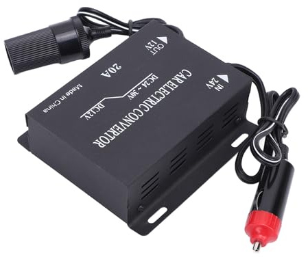 Huairdum Convertitore di Alimentazione per Auto da 120 W a 240 W DC 24 V a 12 V Trasformatore di Alimentazione Antiurto Efficiente e Rapida Dissipazione del Calore per Auto, Camion, Stereo e Dvd