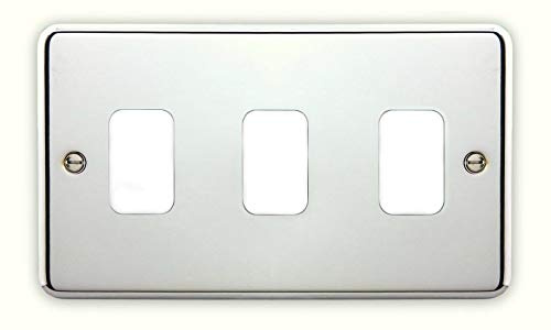 Deta G3343 Grid Front Plate 3 Gang Polished Chrome