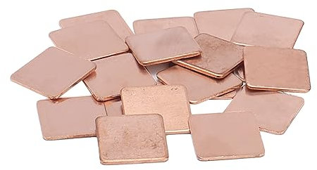 Pxyelec Heatsink Copper Pad Thermal Shim Copper Plate Cooler for Cooling IC Chipset GPU CPU Size 20 x 20 x 1.2 mm Pack of 20