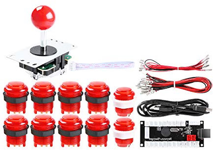 Hikig Zero delay USB Encoder per PC Joystick con Pulsanti LED per Giochi Arcade Mame Fai da Te e Raspberry Pi Retropie (Rosso)