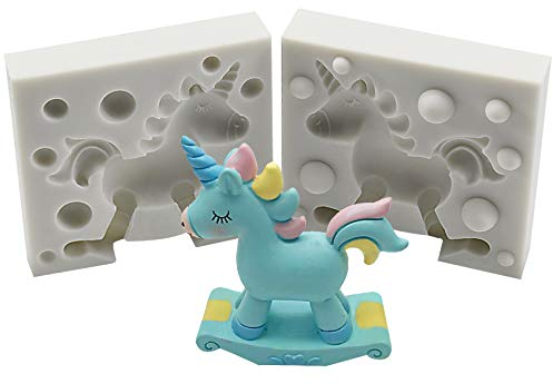Musykrafties Molde de silicona para fondant, diseño de unicornio 3D, 6,35 cm
