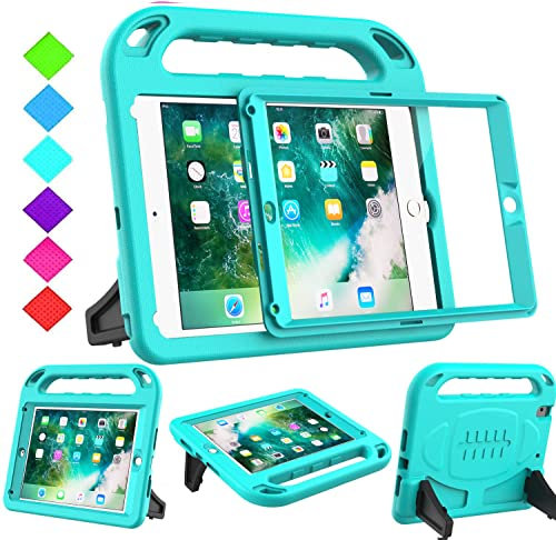 BMOUO Coque pour enfants pour iPad 9.7 2018/2017/iPad Air 2/1/Pro 9,7 avec protection d'écran intégrée, anti-choc, poignée convertible, coque pour iPad 9,7 2018 (6e génération)/2017 (5e génération),
