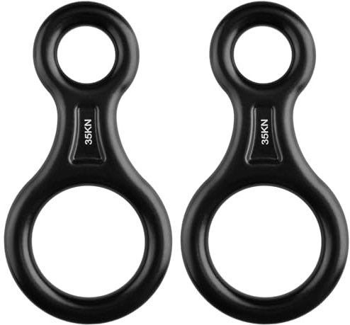 TRIWONDER 35kN Abseilachter, Abseilgerät Klettern 8 Descender für Seildurchmesser 8-13 mm (【35kN】 Schwarz - 2 Stück)