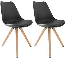 byLIVING Esszimmer-Stuhl KIRA, 2er-Set, Küchenstuhl, Füße Metall, Eichenfarben foliert, Sitzschale schwarz, Sitzkissen Kunstleder, B 48, H 86, T 55,5 cm