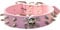 haoyueer Hundehalsband aus Leder, 2 Reihen, Rundnieten, Nieten, PU-Leder, cooles Totenkopf-Zubehör für mittelgroße und große Hunde (M, Rosa)