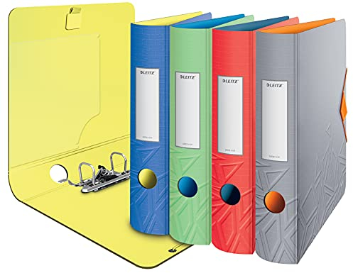 Leitz Qualitäts-Ordner 180° Active, A4, Schmal, Abgerundeter Rücken, 6,5 cm breit, Gummibandverschluss, Leichtes Polyfoam, Plastik-Ordner, Urban Chic Serie, Farblich sortiert, 11171099, 1 Stück