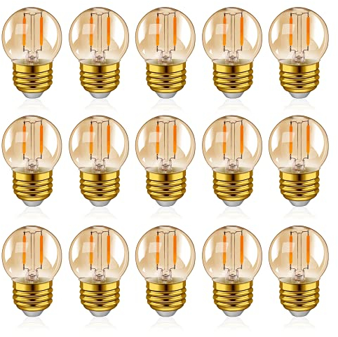 Hcnew G40 LED Retro Edison Glühlampe Mini Globe 1W (E27, 15 pack)