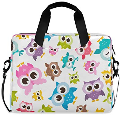 PUXUQU Bunt Tier Eule Laptoptasche 15.6 Zoll Laptop Tasche Aktentasche Hülle Notebooktasche Handtasche Schulter Tasche für Uni Arbeit Business