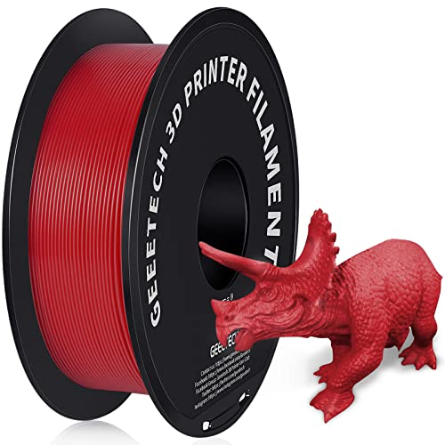 GEEETECH 3D Filament PETG 1,75 mm 1 kg für 3D Drucker, Maßgenauigkeit +/- 0,02 mm, rot