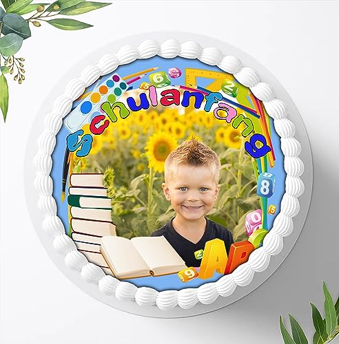 Tortenaufleger für Fototorte zum Schulanfang mit Ihrem Foto, Tortenbild Fondant Ø 20cm / 0201w