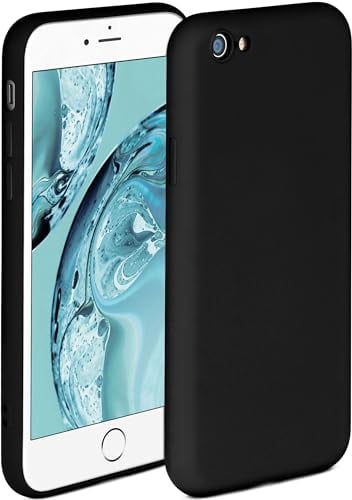ONEFLOW Coque Souple Compatible avec iPhone 6s / iPhone 6, Coque en Silicone, Bord surélevé pour la Protection d'écran, Double Couche, Coque Souple pour téléphone - Onyx-Noir Mat