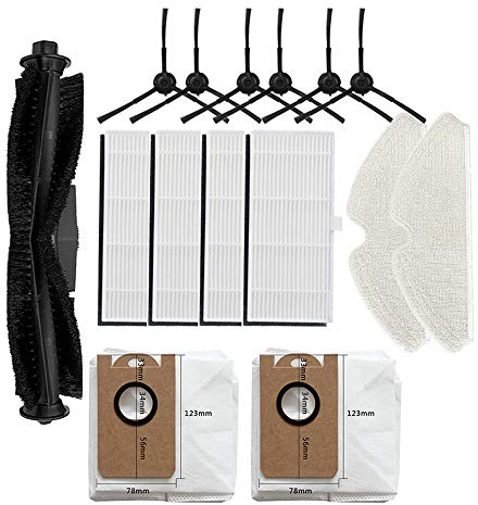 Chuancheng Kit de 15 accessoires pour aspirateur Proscenic M7 Pro, 1 brosse à rouleau, 6 brosses latérales, 4 filtres, 2 chiffons de serpillère, 2 sacs à poussière