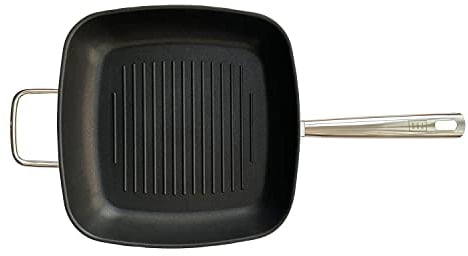 BOJ Sartén con Grill PREMIUM COAT en Acero Inoxidable con teflón, apta para todo tipo de fuegos (Ø 28 x 5 cm)