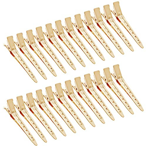 Bantoye Lot de 24 pinces à cheveux en métal antirouille avec trous pour coiffure, coloration des cheveux, doré