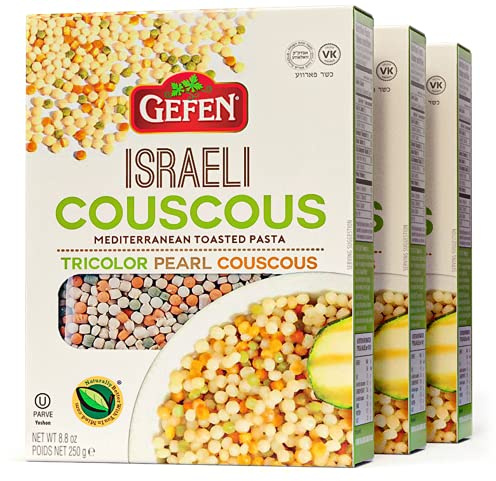 Gefen Tri-Colour Israeli Pearl Couscous 250g (Pack of 3) | All Natural, Mediterranean Toasted Pasta, GMO Free
