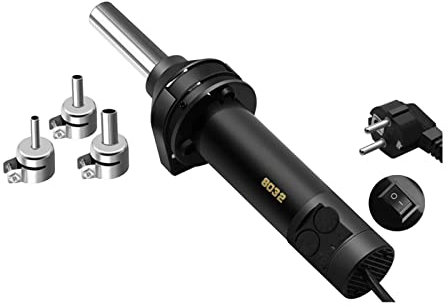 Pistole ad Aria Calda, Saldatore di Plastica Tenuto in Mano 100-480°C Dual Switch Control con 3 Ugelli per Dissaldare vari Barattoli di Schermatura, Controllo a 8 Velocità