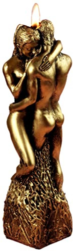 G Decor Amore 3D-Stumpenkerze Nackte Liebhaber umarmen, romantisch, bronzefarben / goldfarben