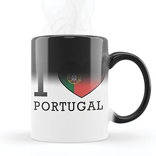 Mygoodprice MUG Magique qui change de couleur sensible à la chaleur - Thermosensible - en céramique au motif I love drapeau portugal
